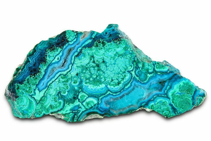 Polished Banded Chrysocolla and Malachite - Bagdad Mine, Arizona #378932